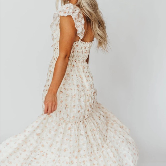 Floral Cream Maxi Dress - Picture 2 of 4